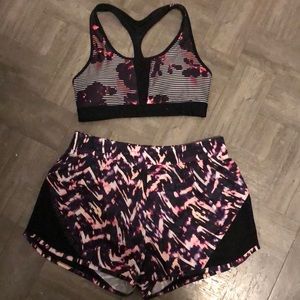 Never used sports bra and running shorts